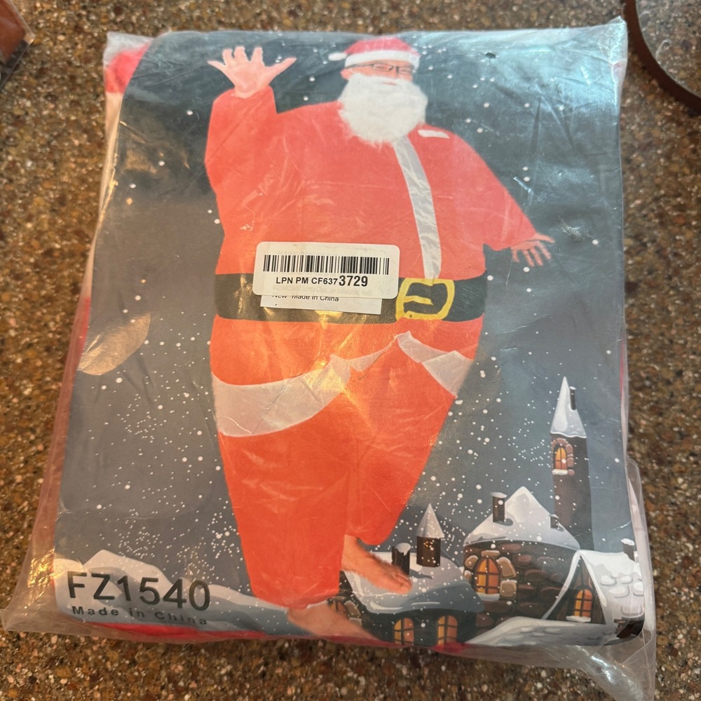 Adult Inflatable Santa Claus Costume OS Red White Blow Up Holiday Funny Party